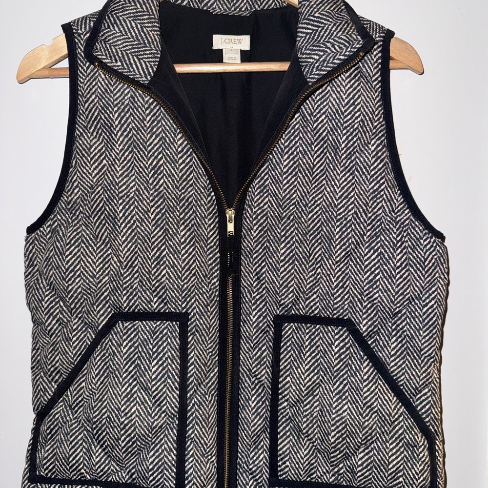 J. Crew Black and White Herringbone Vest
